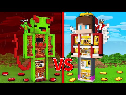 JJ's ANGEL Statue vs Mikey's DEVIL Statue Survive Battle in Minecraft - Maizen