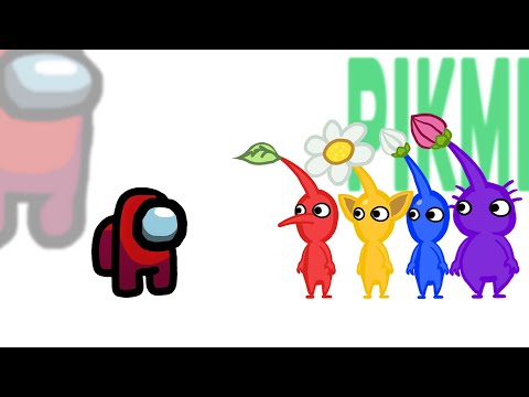 Mini Crewmate Kills PIKMIN Characters | Among Us