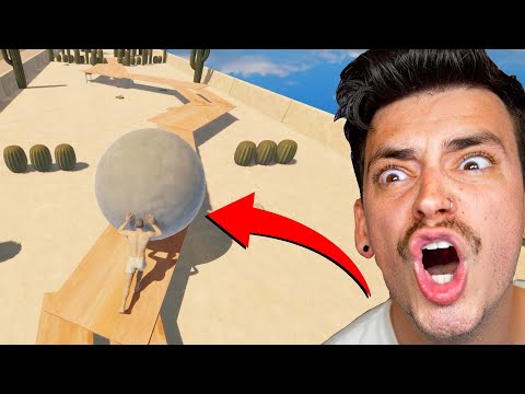 PUSHING A BOULDER THROUGH CRAZY OBSTACLE COURSES!