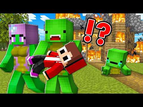 Mikey FAMILY Left BABY Mikey in BURNING HOUSE and Saved JJ! Maizen Family Sad Story in Minecraft