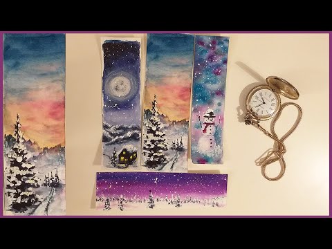 Watercolor Bookmarks - winter scenes