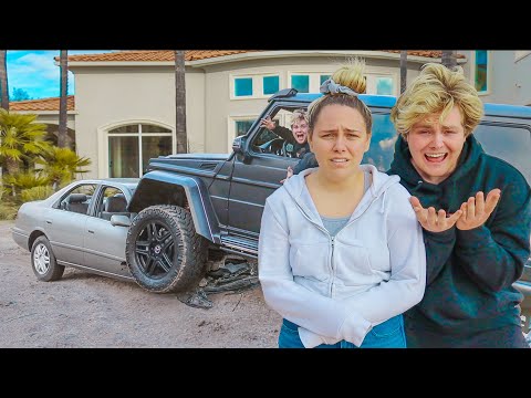 Destroying Girlfriend's Car And Surprising Her With A New One!!