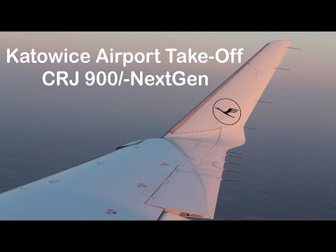 Katowice Airport Take-Off Bombardier CRJ 900/-NextGen Lufthansa on 11/04/2019