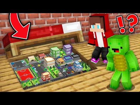 JJ and Mikey Found TINY CITY under THE BED in Minecraft Maizen!