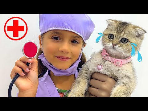 Ruby and Bonnie Pretends to Be A Vet and Treats Pet Animals