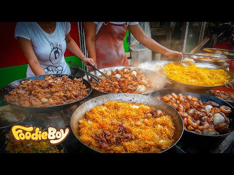 Popular Thai Street Food! Fried Noodles, Pad Thai and Omelette