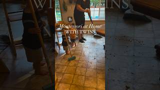 To the worlds best Montessori twin dad: sweeping the kitchen with twin toddlers #dadlife #twins