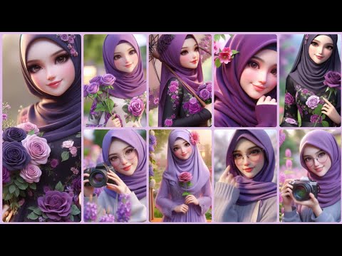 💜 Cute Purple Muslim Hijab Girl Dpz | Muslim Girl Anime Dpz | Hijabi Girl WhatsApp | Dpz For Insta 💜