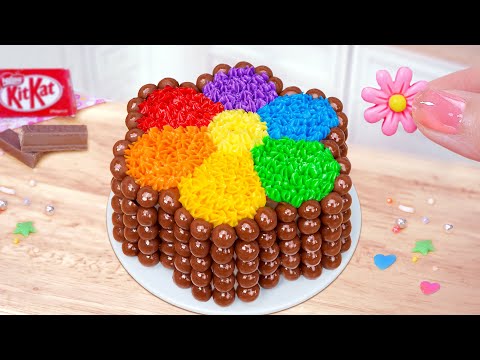 👋How To Make Yummy Miniature Rainbow Chocolate Buttercream Cake🍫 Pipi Yummy Cake