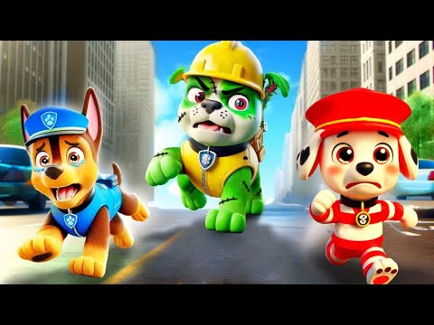 Paw Patrol Ultimate Rescue | CHASE x MARSHALL Escape From Zombie Rubble | Happy Story | Rainbow 3