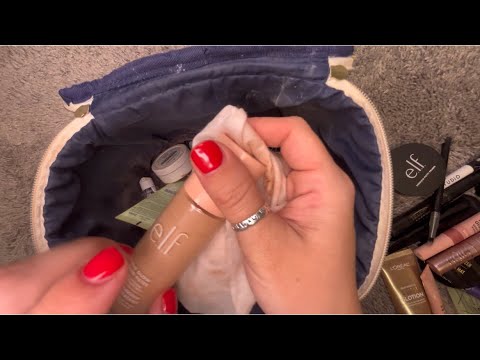 ✨ASMR✨ Clean my dirty makeup bag with me 🤮💄 NO TALKING 🎙️❌Makeup rummaging and tapping 👐🏽