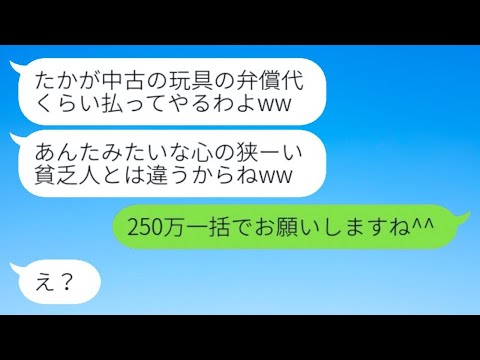 泥ママに子供のおもちゃを奪われた私を低収入だと軽蔑するお節介なママ友が「私が弁償するよw」と言ったけれど、実は盗まれたものが〇〇だと知った時の反応が…w