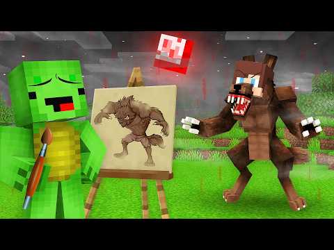 JJ and Mikey Use DRAWING MOD to SHAPESHIFT WEREWOLF in Minecraft - Maizen