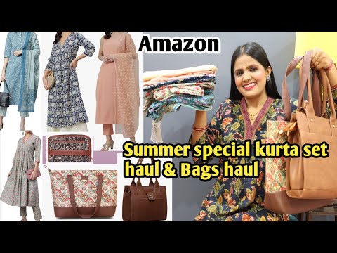 Amazon Kurta Set Hual with Handbags /Summer wear/Stylish Handbag with Affordable Price