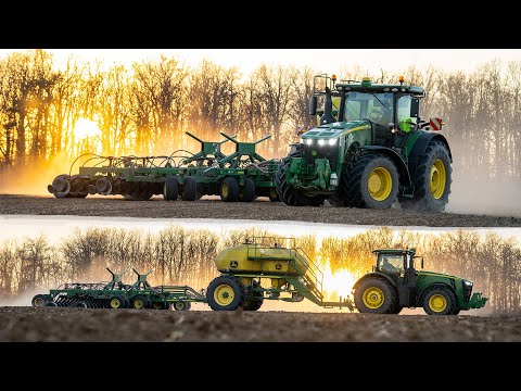 Agroservis Višňové | Tractor John Deere 8345R & John Deere 1890 Seeder & 1910 Aircart | Sowing Peas