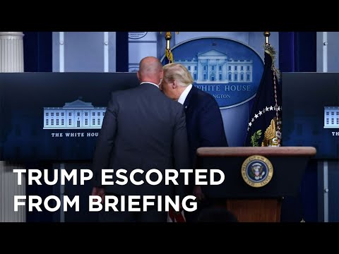 Trump escorted from White House briefing room