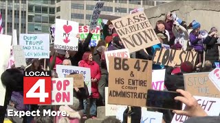 Protests against Trump tariffs held at US-Canada border