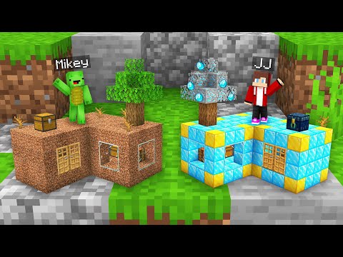 Mikey POOR Tiny Chunk vs JJ RICH Tiny Chunk Battle in Minecraft - Maizen