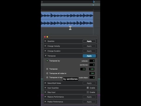 Transpose audio, MIDI or a whole song non-destructively in Pro Tools