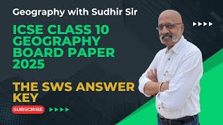 Geography ICSE Class 10 Board Exam 2025 Paper Answer Key - Topography and MCQs #geographywithsws