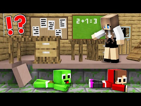 Baby JJ and Mikey ESCAPE from GIRL Teacher in SCHOOL in Minecraft - Maizen