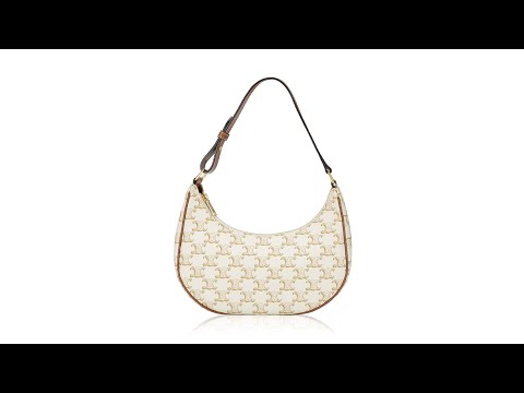 Celine Canvas Triomphe Ava Shoulder Bag White