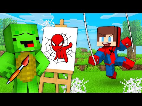 JJ and Mikey Use DRAWING MOD to BECAME SPIDER MAN in Minecraft - Maizen