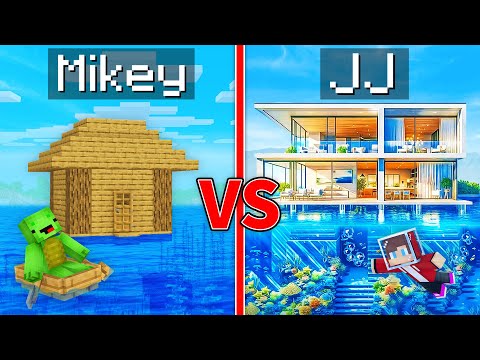 JJ vs Mikey MODERN HOUSE on WATER Battle in Minecraft - Maizen