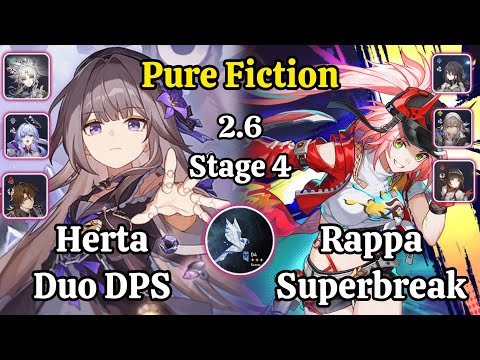 E6 Herta Duo DPS & E0S0 Rappa Superbreak Pure Fiction Stage 4 Max Clear / HSR