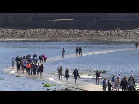 St Michael's Mount - Crossing the causeway as the tide comes in