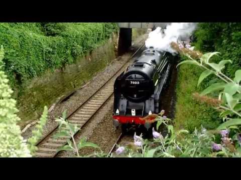 Oliver Cromwell on The Weymouth Seaside Express at Trowbridge 4th August 2013