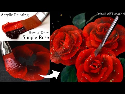 |ENG SUB| How to Draw SIMPLE & EASY Rose🌹Acrylic Painting Techniques