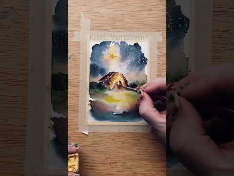 Watercolor nativity for day 6 ✨