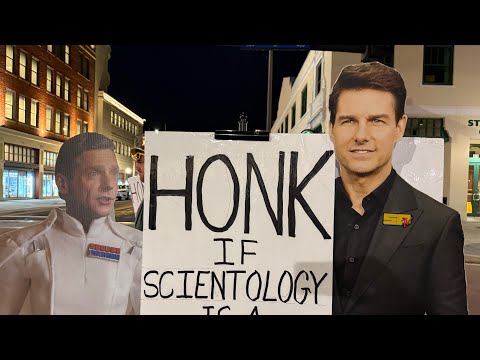 Protesting with Tom Cruise and David Miscavige!