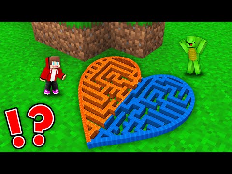 JJ and Mikey Found a LAVA/WATER TINY HEART MAZE in Minecraft Maizen!