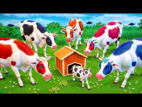 Color Cows Magical Transformation - Farm Animals & Wild Animal Fight, Funny 1 hour Animal Adventures