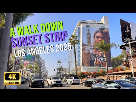 The Sunset Strip | 2025 Walking Tour | Los Angeles | Sunset Boulevard | 4K