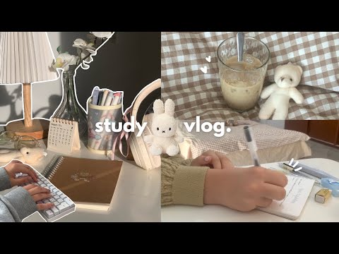 Late night study vlog 🤍 note taking, coffee, making miffy cookies, working in cafè, ft. QuillBot