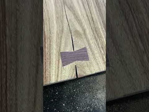 Putting in a Purpleheart Bowtie on a Canarywood Table Top