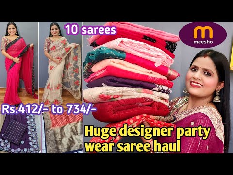 Meesho Partywear Saree Haul/Meesho Designer saree haul/Meesho haul/Just under 700/-