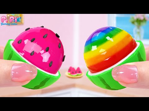 Must Try Jelly Recipe👋How To Make Yummy Miniature Rainbow Watermelon Jelly Egg🌈Pipi Yummy Cake