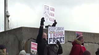 Cross Border protest against Trump at Hart Plaza