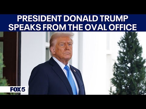 President Donald Trump talks about job growth in the private sector from the Oval Office