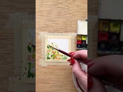 Watercolor wildflowers and bees for 17/100 tiny paintings in 2025. Have you done splatter flowers?