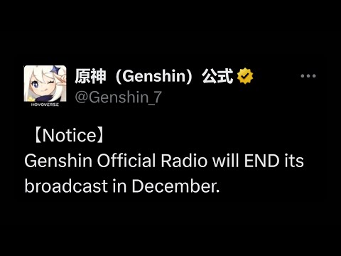 Genshin JP Radio is gonna END apparently...