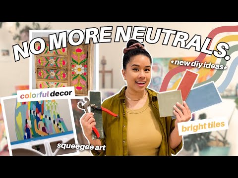 COLORFUL *NEW* DIY DECOR IDEAS (that aren’t tacky) | SQUEEGEE ART + WOOD PAINTING