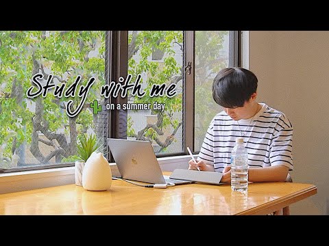 3-HOUR STUDY WITH ME 🌳 / calm piano + birds singing / a summer day in Tokyo / with countdown+alarm