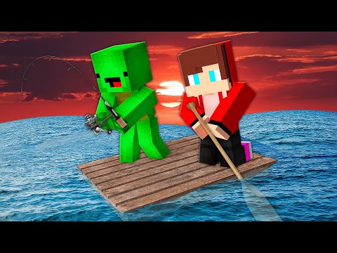 JJ And Mikey Survive On REALISTIC RAFT In Minecraft - Maizen