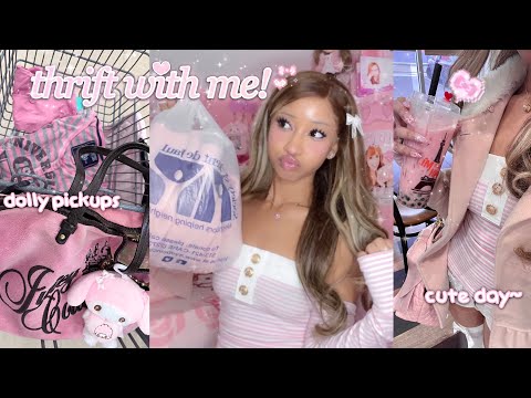 thrift with me ♡ dolly y2k, pink victoria’s secret, cute finds! (try on haul)