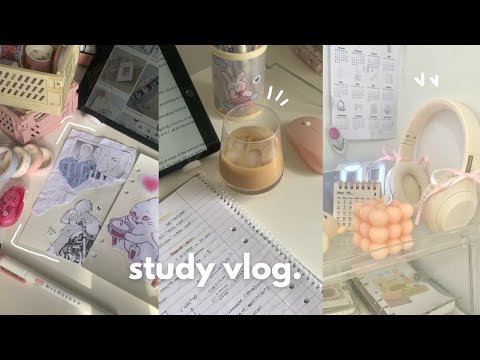 Study vlog ☁️ pinterest girl, preparing for exams, journaling, coffee, bubble tea, skincare ft.Foreo